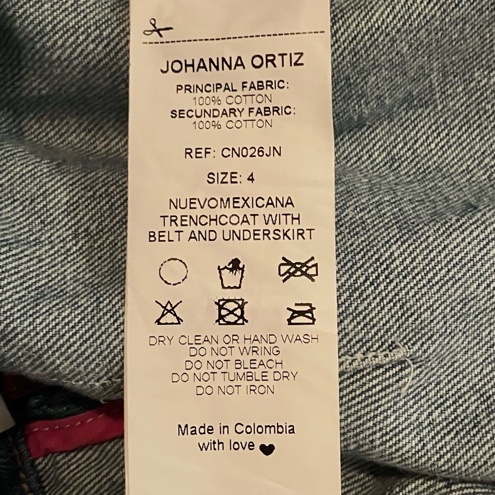 Johanna Ortiz Nuevo Mexicana Denim Trench Coat Dress Sz 4 - Picture 13 of 15